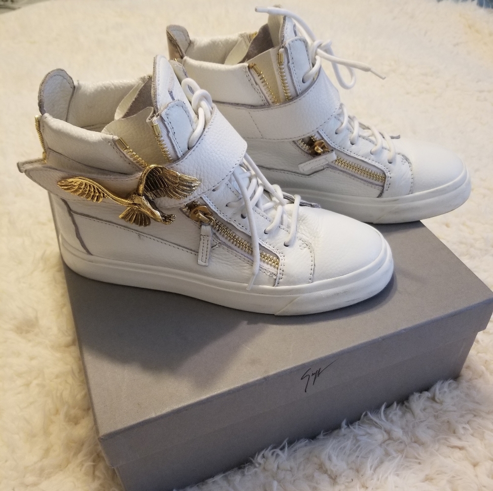 Guiseppe Zanotti sneakers, white/gold Sz 38